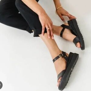 Patina  Black Platform Ankle-Strap Sandals